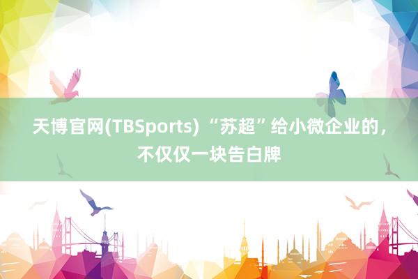 天博官网(TBSports) “苏超”给小微企业的，不仅仅一块告白牌