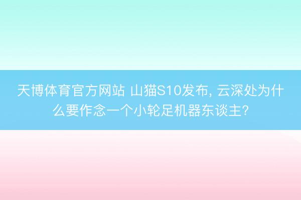 天博体育官方网站 山猫S10发布， 云深处为什么要作念一个小轮足机器东谈主?