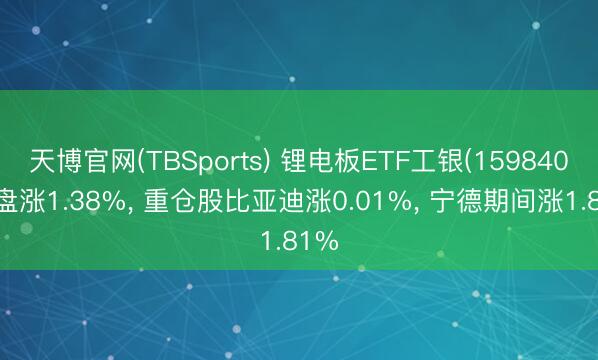 天博官网(TBSports) 锂电板ETF工银(159840)开盘涨1.38%， 重仓股比亚迪涨0.01%， 宁德期间涨1.81%