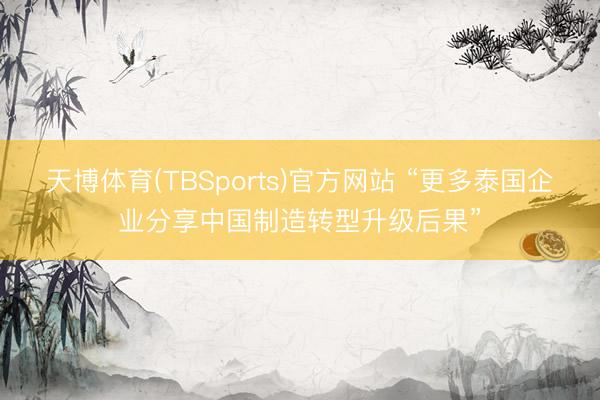 天博体育(TBSports)官方网站 “更多泰国企业分享中国制造转型升级后果”