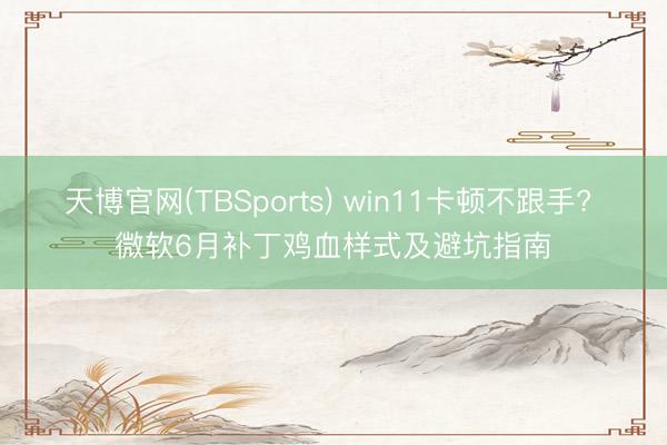 天博官网(TBSports) win11卡顿不跟手? 微软6月补丁鸡血样式及避坑指南